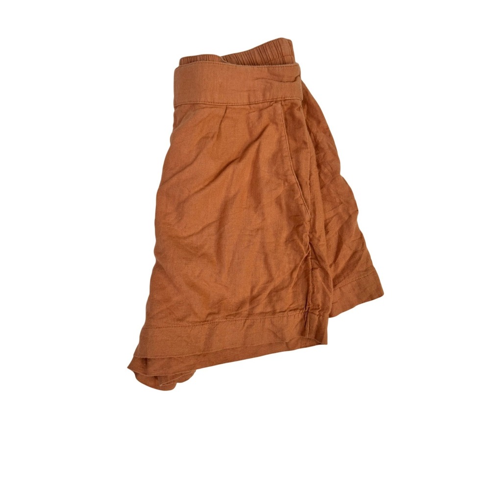 Abercrombie & Fitch Linen Blend High Rise Shorts Terracotta Orange Small - Picture 3 of 7